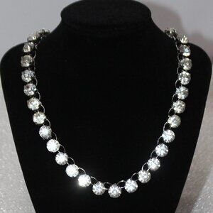 NWT Metal Rhinestone Necklace on Dark Metal Adjustable Chain